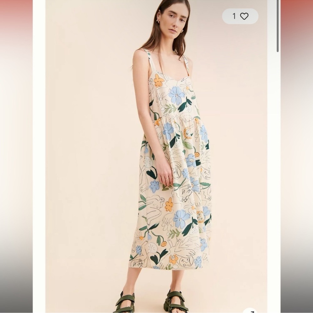 Eve Gravel Floral Maxi Dress in Cream and Blue